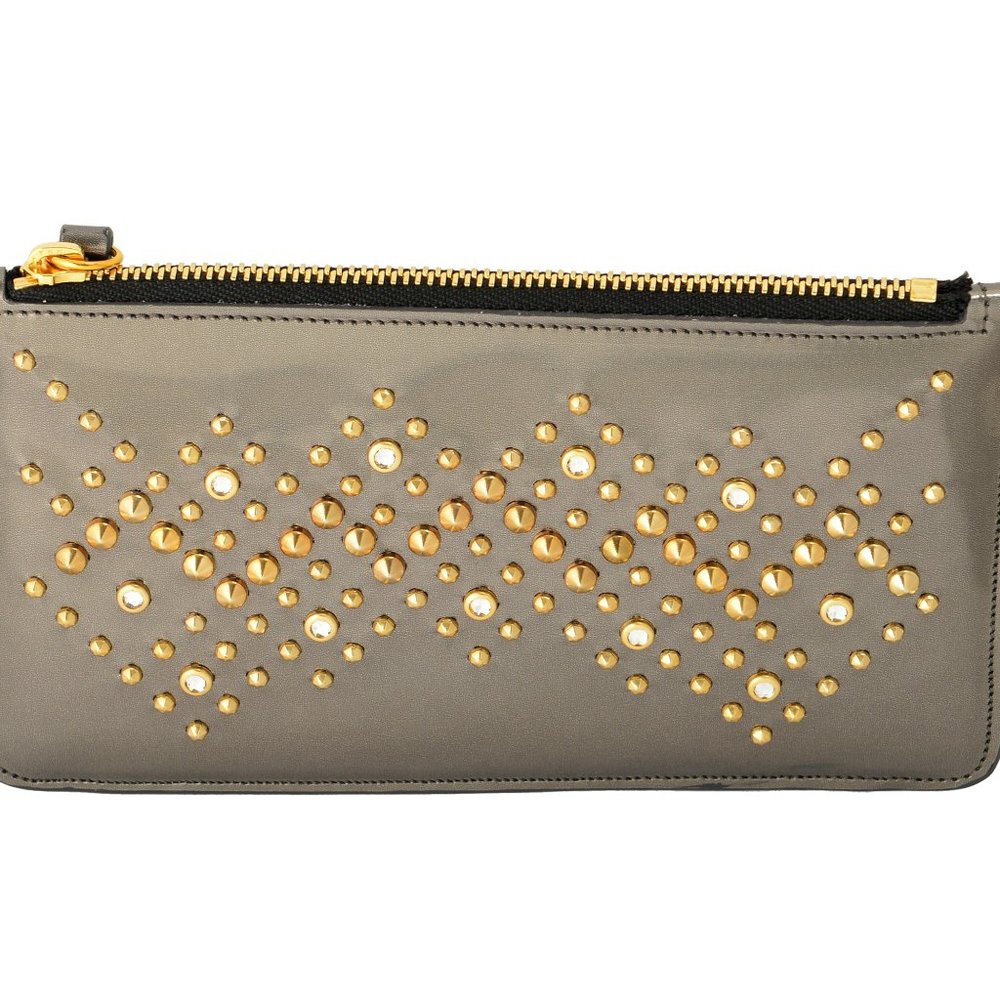 Giuseppe Zanotti Women's Leather Lacquer Silver Beads Decorated Wallet